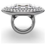 Una Angelic cocktail ring Cushion cut, White, Ruthenium plated